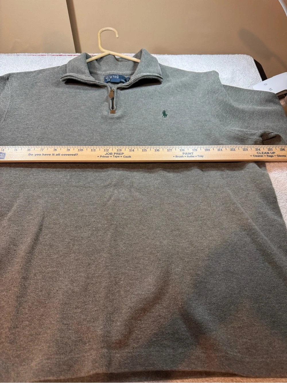Men’s Polo Ralph Lauren Grey Quarter-Zip Sweatshirt 100% Cotton Size XL